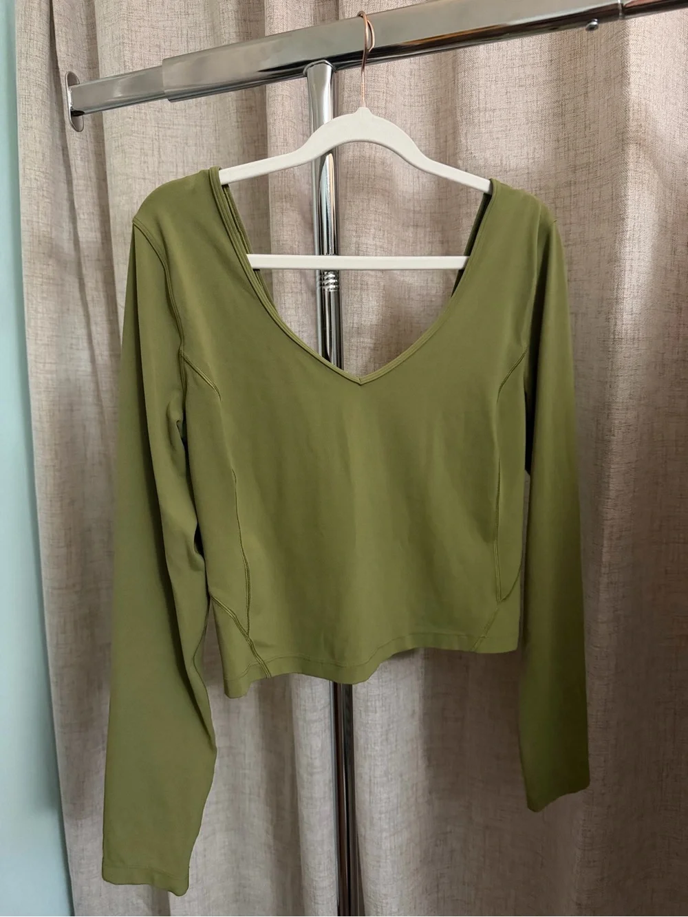 lululemon Align Olive Green V-Neck Long Sleeve Top